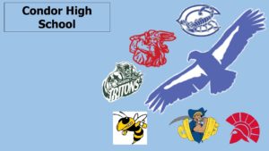 Banner of Condor High School with some logos