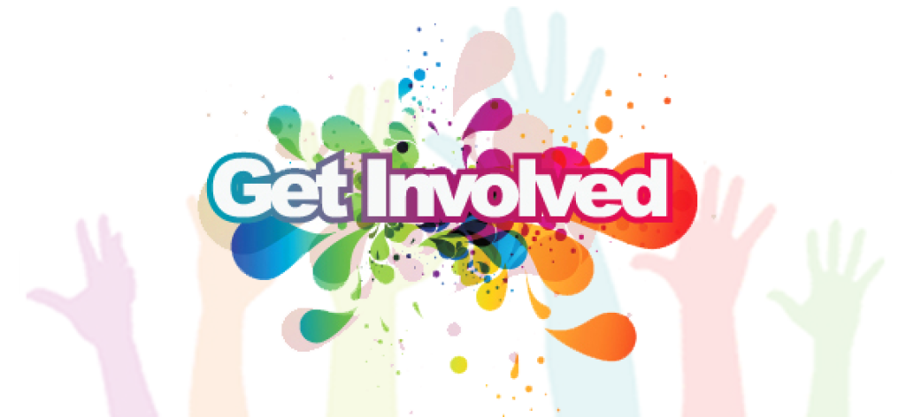 Banner with hands and the text "Get Involved"